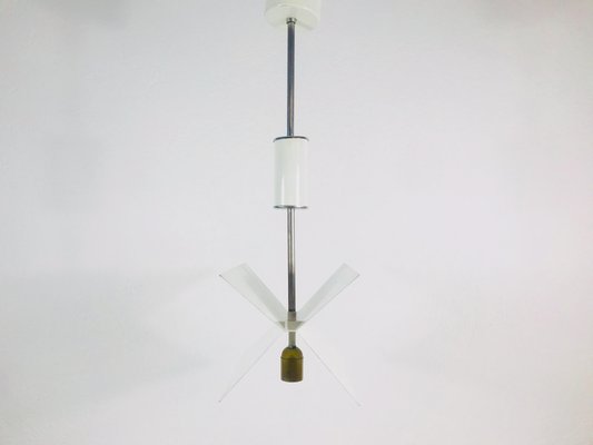 Italian Space Age White Metal Chandelier, 1960s-PUK-555367