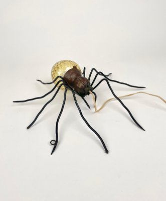 Italian Spider Wall Lamp in Copper and Iron and Art Glass, 1960s-LYQ-1323644