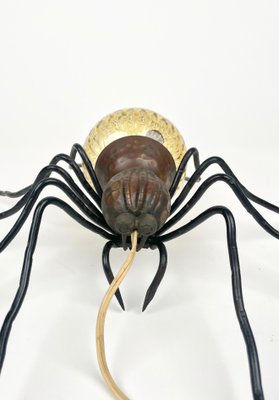 Italian Spider Wall Lamp in Copper and Iron and Art Glass, 1960s-LYQ-1323644