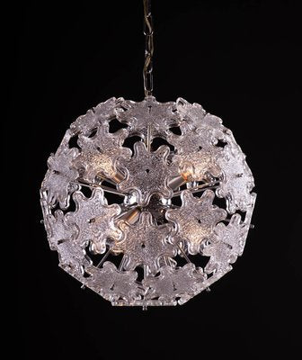 Italian Sputnik Chandelier in Murano Glass & Chrome by Paolo Venini, 1960s-DEK-932696