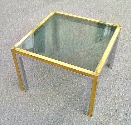 Italian Square Brass Low Table, 1960s-EI-903521