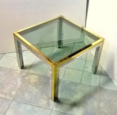 Italian Square Brass Low Table, 1960s-EI-903521