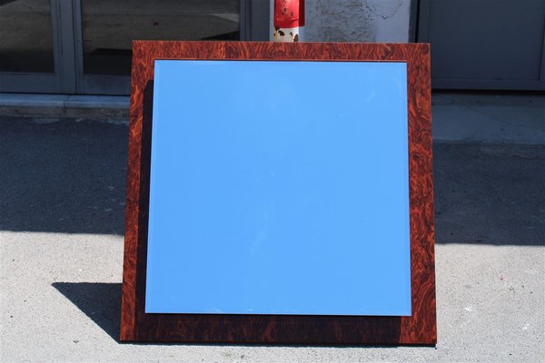 Italian Square Burl Walnut Mirror, 1970s-EH-691783