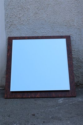 Italian Square Burl Walnut Mirror, 1970s-EH-691783