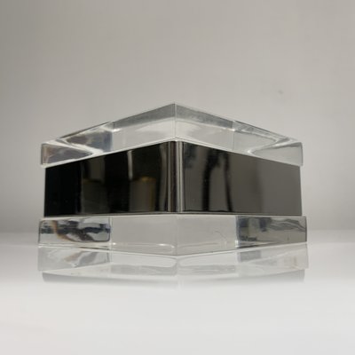 Italian Square Decorative Box in Acrylic Glass and Chrome Metal by Gabriella Crespi, 1970s-XOM-2036017