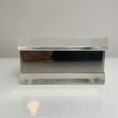 Italian Square Decorative Box in Acrylic Glass and Chrome Metal by Gabriella Crespi, 1970s-XOM-2036017