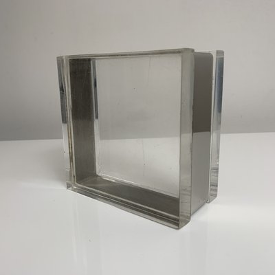 Italian Square Decorative Box in Acrylic Glass and Chrome Metal by Gabriella Crespi, 1970s-XOM-2036017