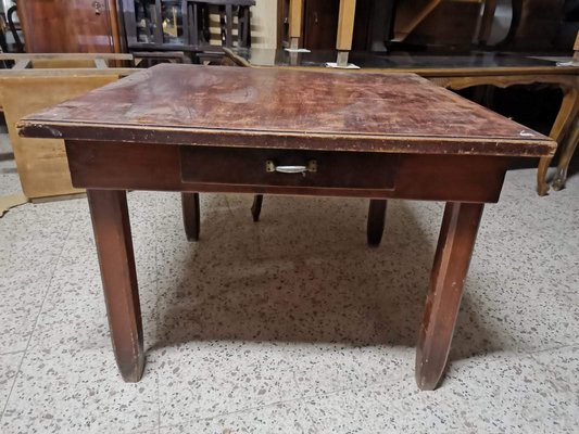 Italian Square Pinewood Kitchen Table, 1940s-RAQ-654126