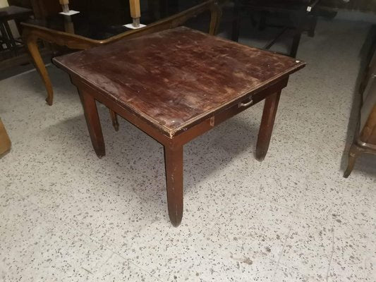 Italian Square Pinewood Kitchen Table, 1940s-RAQ-654126