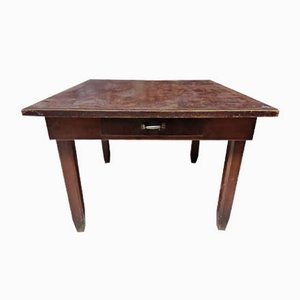 Italian Square Pinewood Kitchen Table, 1940s-RAQ-654126