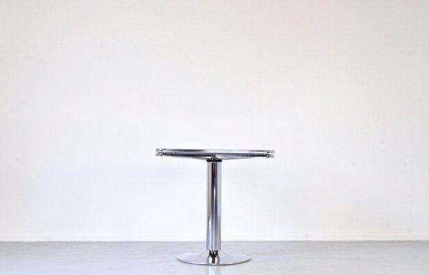 Italian Stacked Chrome and Tinted Glass Console Table from Arredamenti Allegri, 1950s-DUG-2041260