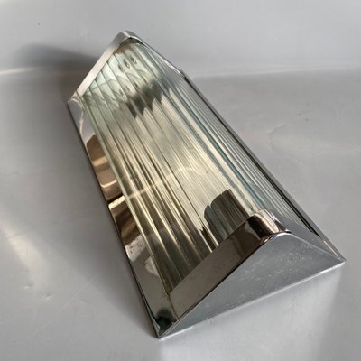 Italian Stainless Steel and Reeded Glass Sconce, 1990s-HWV-574165