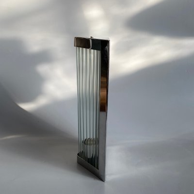 Italian Stainless Steel and Reeded Glass Sconce, 1990s-HWV-574165