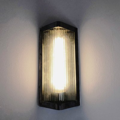 Italian Stainless Steel and Reeded Glass Sconce, 1990s-HWV-574165