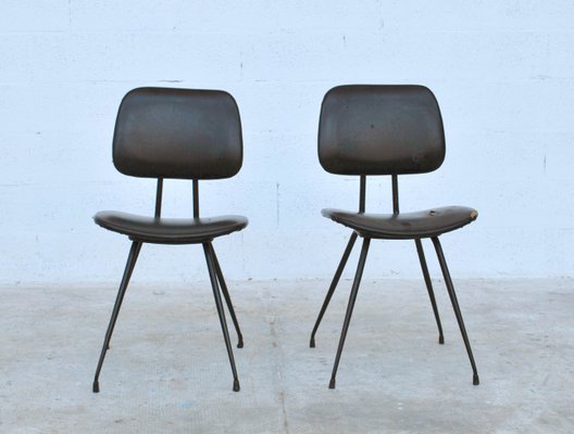 Italian Steel and Wood Model D12 Dining Chairs by Mario Rinaldi for Rima, 1950s, Set of 2-RNN-554109