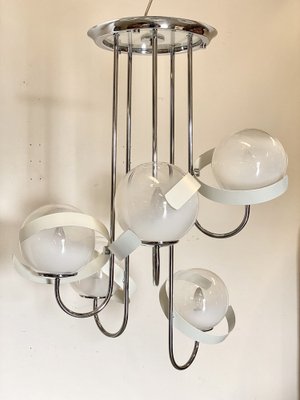 Italian Steel Chandelier, 1970s-NPC-1450828