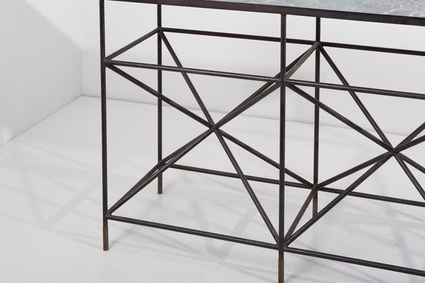 Italian Steel & Marble Sideboard or Shelf by Giovanni Ferrabini, 1950s-SFD-1161302