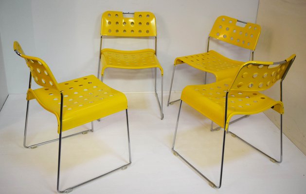 Italian Steel Omkstak Chairs by Rodney Kinsman for Bieffeplast, 1970s, Set of 4-WF-1088079