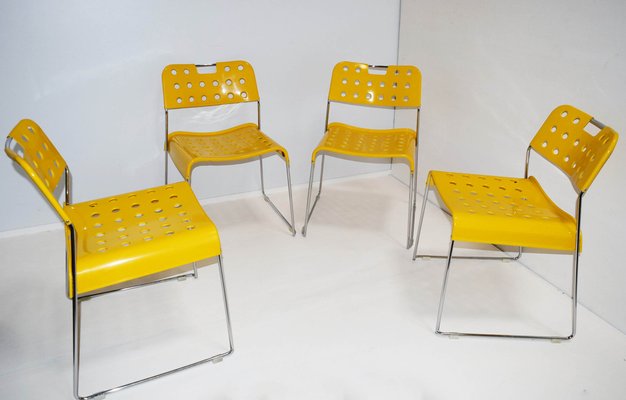 Italian Steel Omkstak Chairs by Rodney Kinsman for Bieffeplast, 1970s, Set of 4-WF-1088079