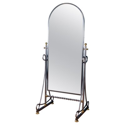 Italian Steel Psyche Mirror by Alberto Orlandi, 1970s-MBH-1169002