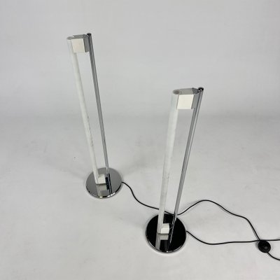 Italian Steel Tube Floor Lamps attributed to Eileen Gray for Alivar, 1970s, Set of 2-RMX-1806017