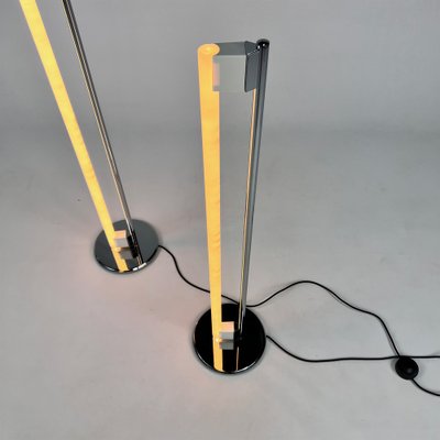 Italian Steel Tube Floor Lamps attributed to Eileen Gray for Alivar, 1970s, Set of 2-RMX-1806017