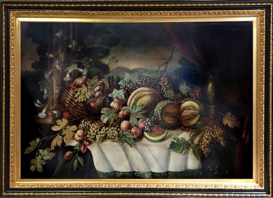 Italian Still Life, Neapolitan School, Oil on Canvas, Framed-YUW-1298513