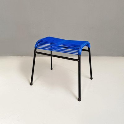 Italian Stool in Blue Plastic & Black Metal, 1960s-GDD-1741986