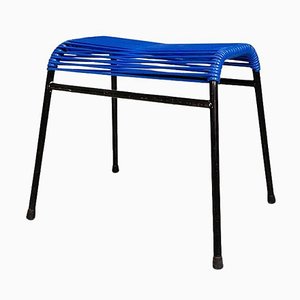 Italian Stool in Blue Plastic & Black Metal, 1960s-GDD-1741986