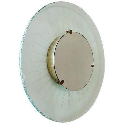 Italian Sun Illuminated Glass and Brass Mirror-FGA-923612