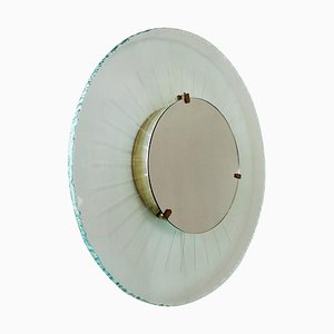 Italian Sun Illuminated Glass and Brass Mirror-FGA-923612