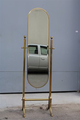 Italian Swinging Bedroom Mirror in Solid Brass, 1950s-EH-1058094