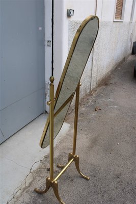 Italian Swinging Bedroom Mirror in Solid Brass, 1950s-EH-1058094