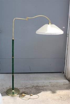 Italian Swivel Floor Lamp in Brass and Green Velvet, 1950s-EH-963796