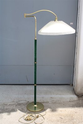 Italian Swivel Floor Lamp in Brass and Green Velvet, 1950s-EH-963796