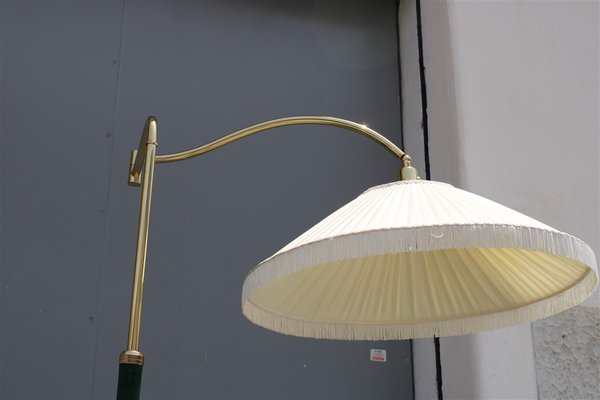 Italian Swivel Floor Lamp in Brass and Green Velvet, 1950s-EH-963796