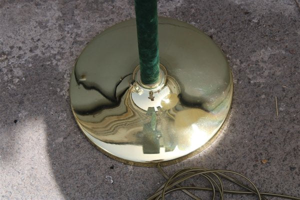 Italian Swivel Floor Lamp in Brass and Green Velvet, 1950s-EH-963796