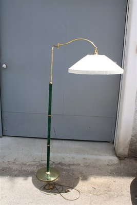 Italian Swivel Floor Lamp in Brass and Green Velvet, 1950s-EH-963796