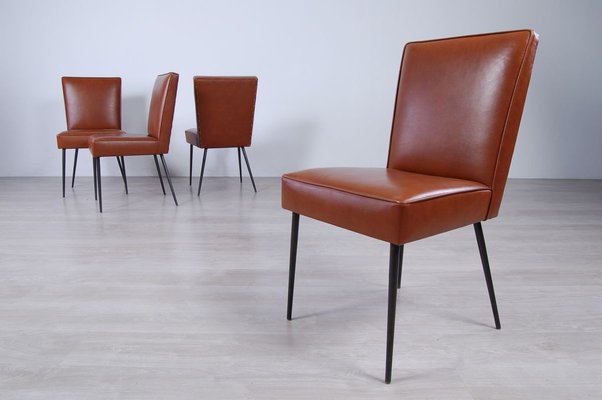 Italian Table and Office Chairs from Trau, 1960s, Set of 5-XSG-910307