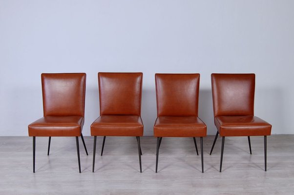 Italian Table and Office Chairs from Trau, 1960s, Set of 5-XSG-910307