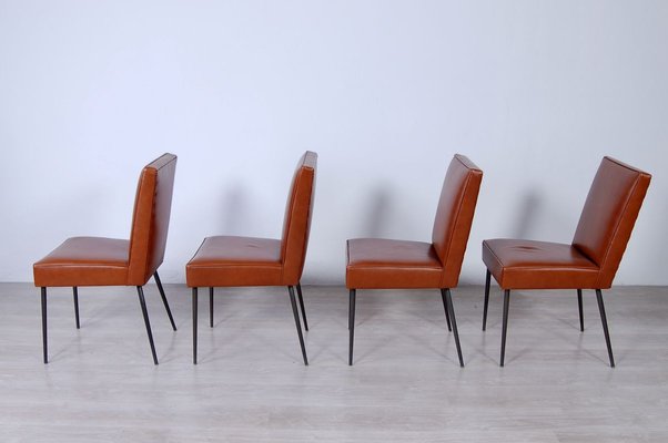 Italian Table and Office Chairs from Trau, 1960s, Set of 5-XSG-910307