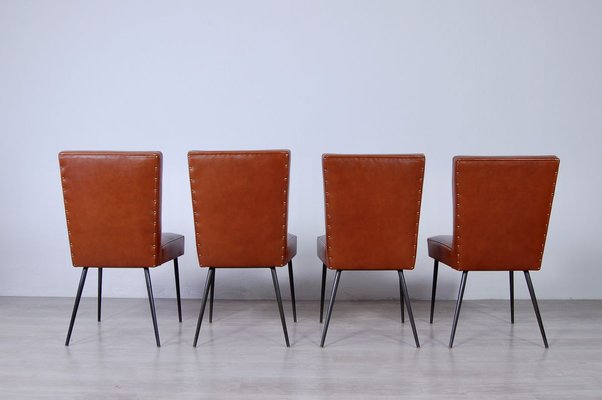 Italian Table and Office Chairs from Trau, 1960s, Set of 5-XSG-910307