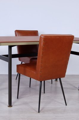 Italian Table and Office Chairs from Trau, 1960s, Set of 5-XSG-910307