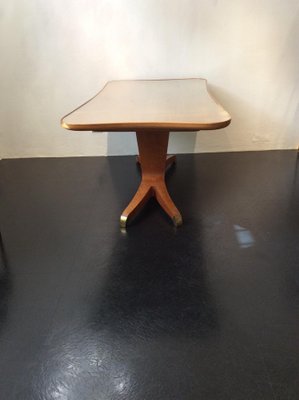 Italian Table in Brass and Cherry, 1950s-QZG-1404488