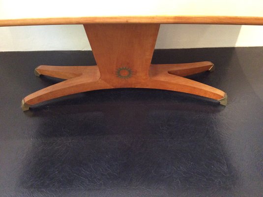 Italian Table in Brass and Cherry, 1950s-QZG-1404488