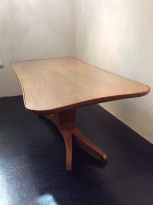 Italian Table in Brass and Cherry, 1950s-QZG-1404488