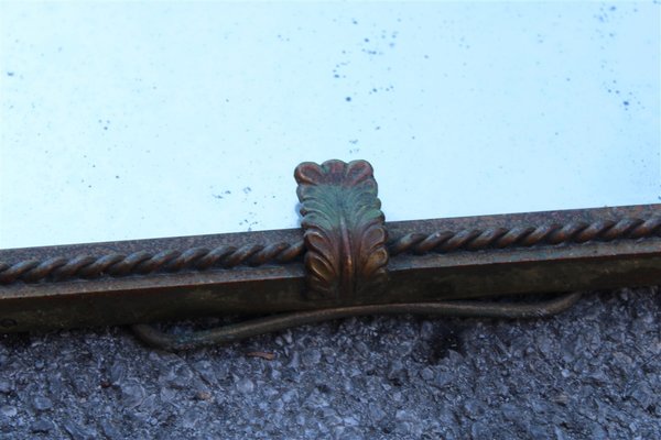 Italian Table Mirror with Acanthus Leaves in Burnished Brass, 1950s-EH-695626