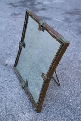 Italian Table Mirror with Acanthus Leaves in Burnished Brass, 1950s-EH-695626