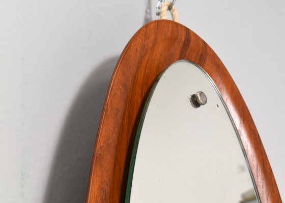 Italian Teak Wall Mirror by Mac Arredamenti, 1950s-TE-1113550