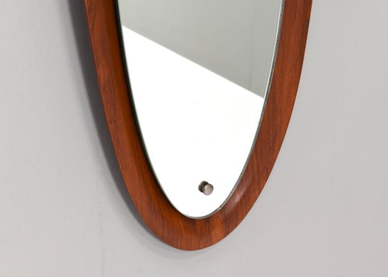 Italian Teak Wall Mirror by Mac Arredamenti, 1950s-TE-1113550